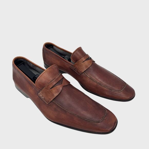 Magnanni Ramiro II Men Shoes Brown Leather Versatile Penny Loafer Formal US 10 M - Picture 1 of 9
